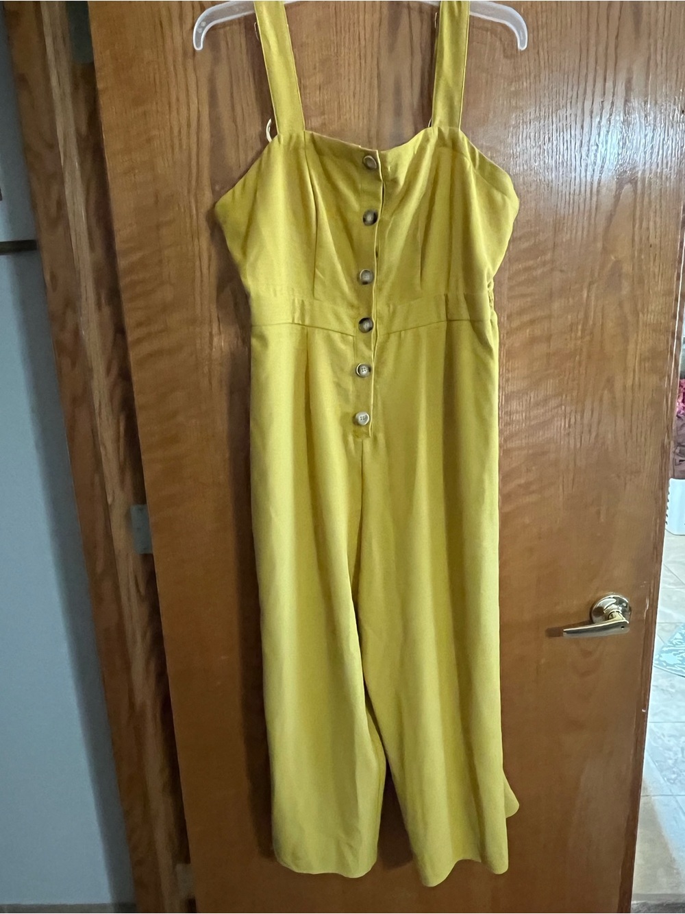 Daytrip Mustard Yellow Button-Front Wide-Leg Jumpsuit NWT